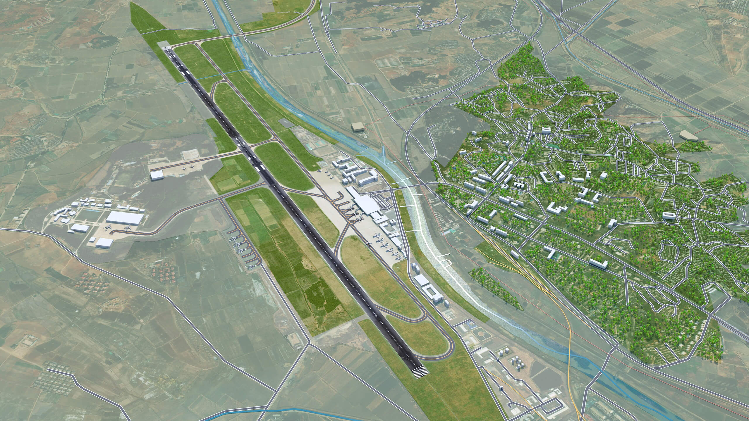 Pyongyang Sunan Pyongyang Sunan Airport 3D Model 10km by 3dstudio