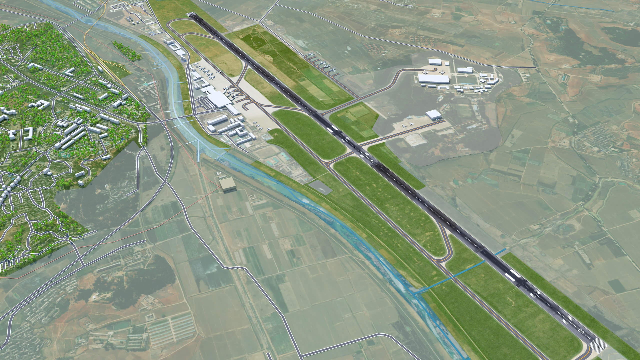 Pyongyang Sunan Pyongyang Sunan Airport 3D Model 10km by 3dstudio