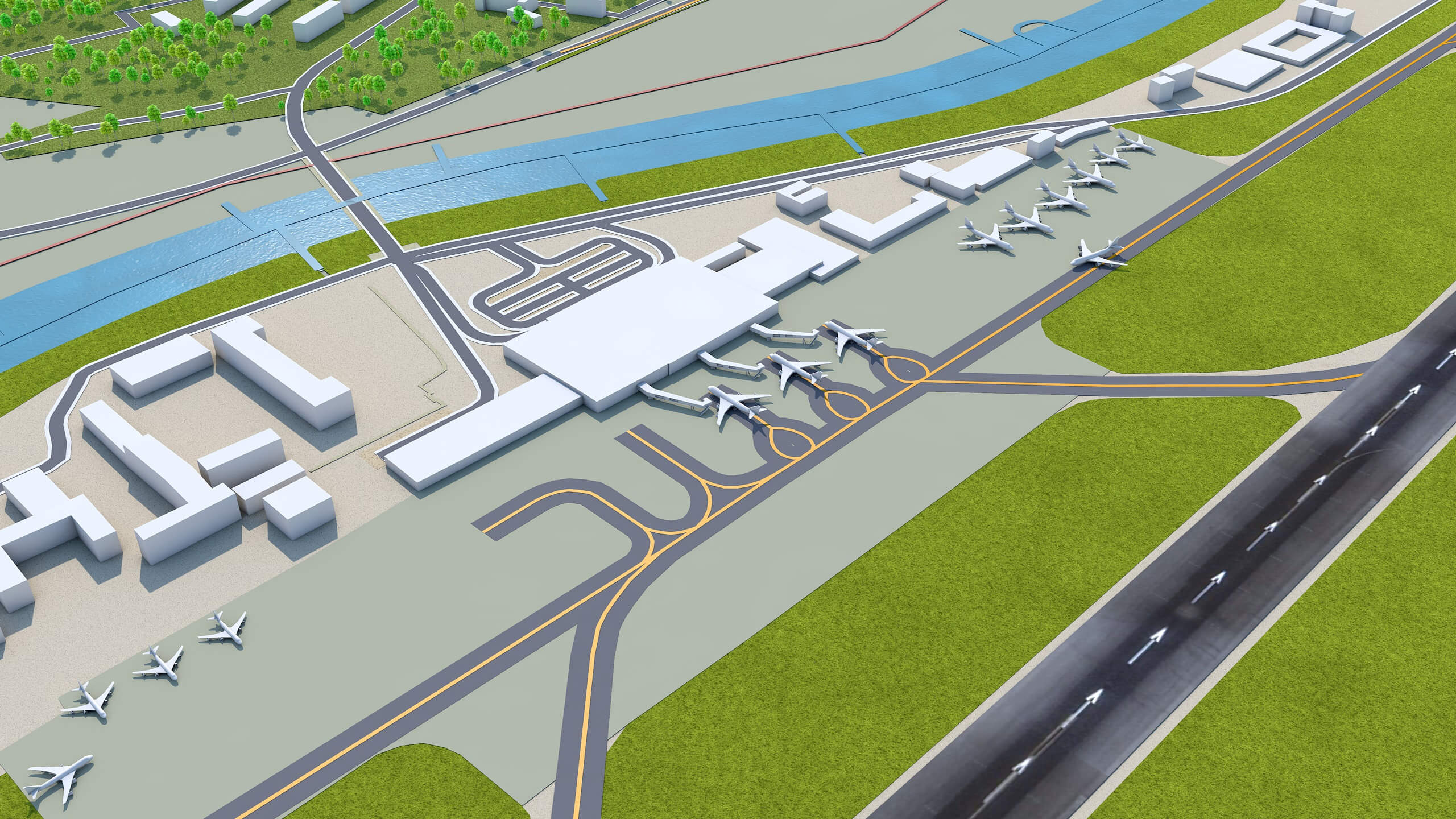 Pyongyang Sunan Pyongyang Sunan Airport 3D Model 10km by 3dstudio