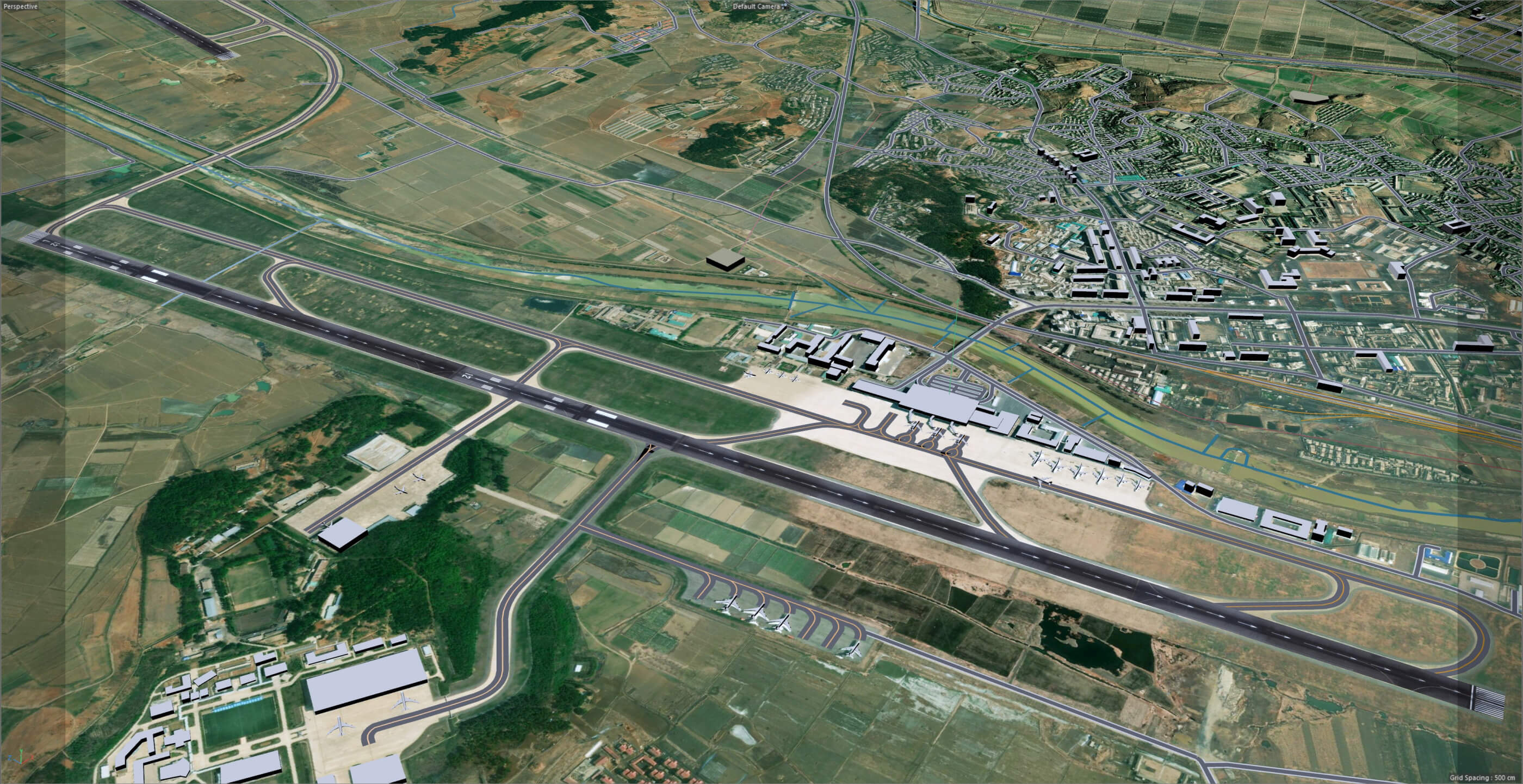 Pyongyang Sunan Pyongyang Sunan Airport 3D Model 10km by 3dstudio