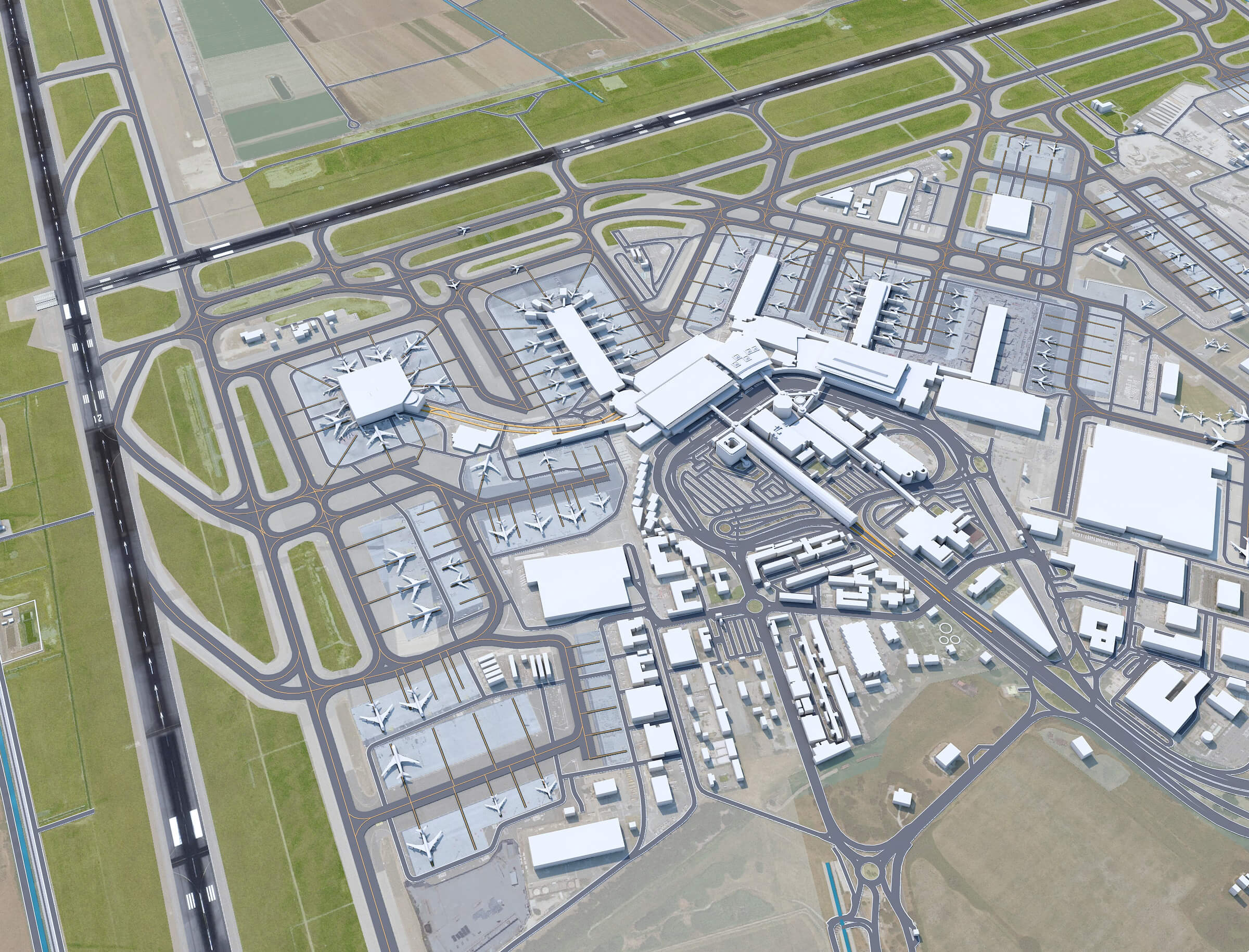 Rome Fiumicino Airport 3D Model by 3dstudio