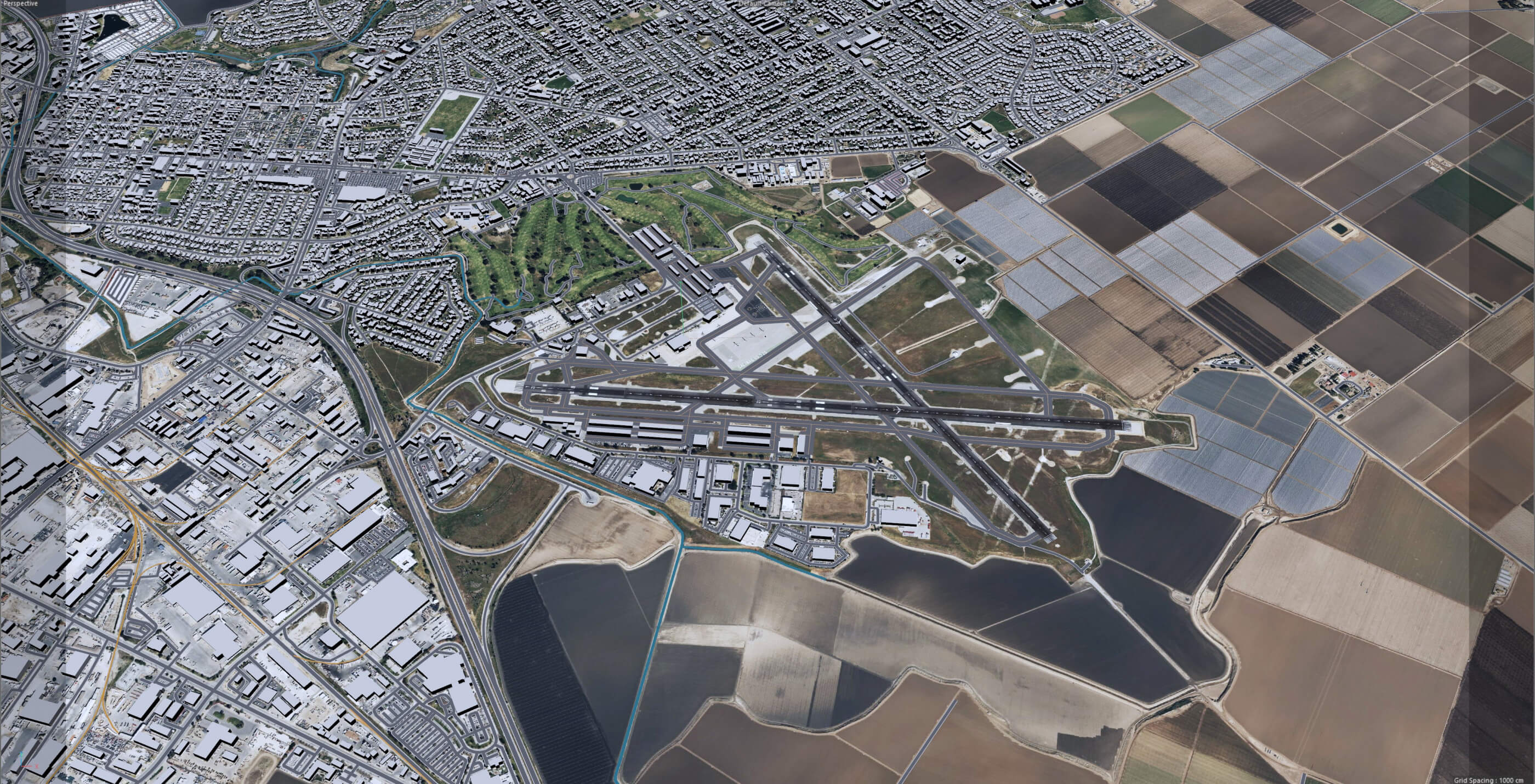 Salinas Muncipal Airport 3D Model 10km by 3dstudio