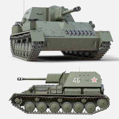 SU-76 Military Tank 3D Model by 3dstudio