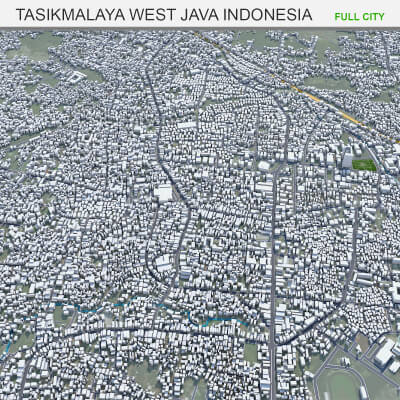 Free City Java Map Tasikmalaya City West Java Indonesia 3D Model 25km by 3dstudio