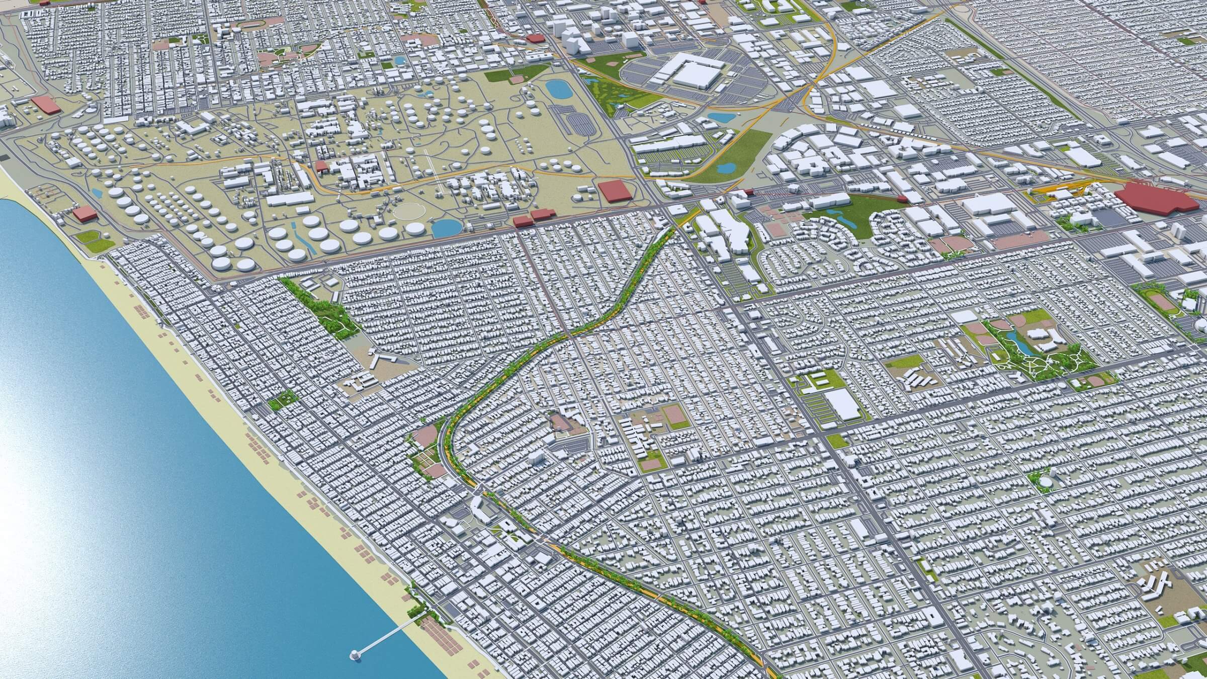 Torrance, California, USA 30km 3D Model by 3dstudio