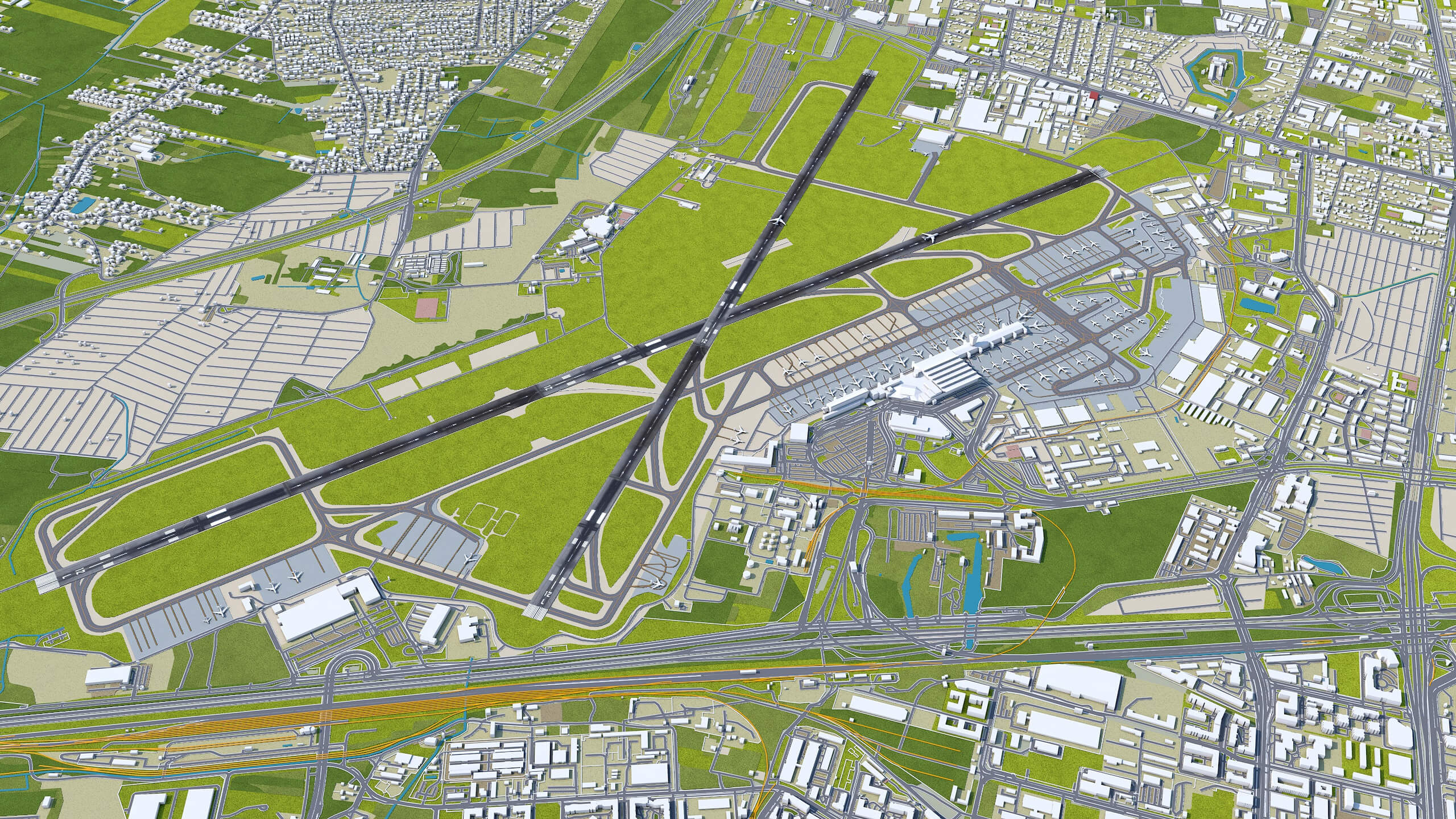 Warsaw Chopin Airport 3D Model by 3dstudio
