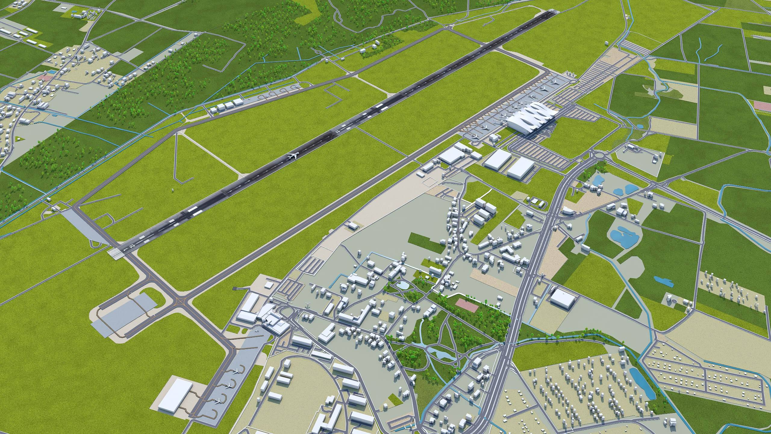 Wroclaw Airport 3D Model 10km By 3dstudio