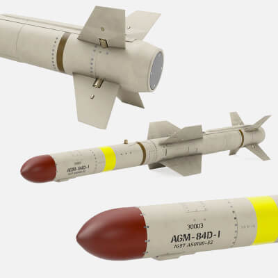 Agm 84 Harpoon Missile by 3dxin