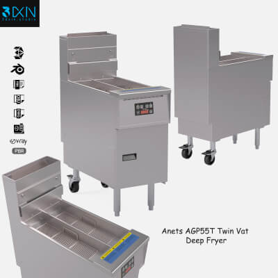 Anets Agp55T Twin Vat Gas Deep Fryer