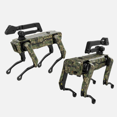 Modern Robot Dog With Arm in Army Color