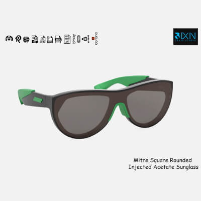 Mitre Square Rounded Injected Acetate Sunglasses