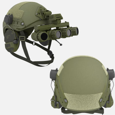 Tactical Ballistic Helmet Digital Camo With Fur Green by 3dxin