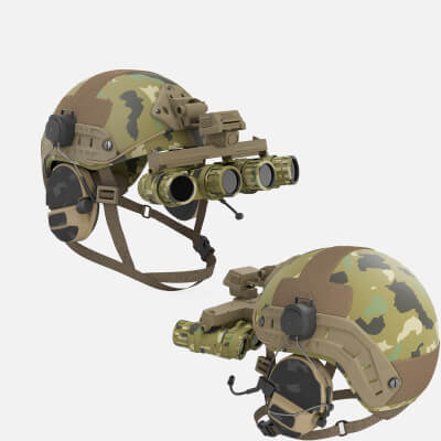 Tactical Ballistic Helmet Digital Woodland Camo With Fur