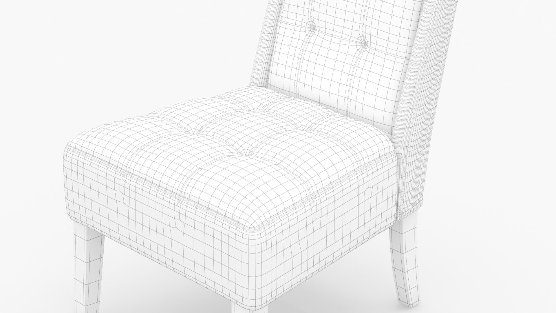 Tufted Accent Chair With Solid Wood Legs Chair 3D Model by 3dxin