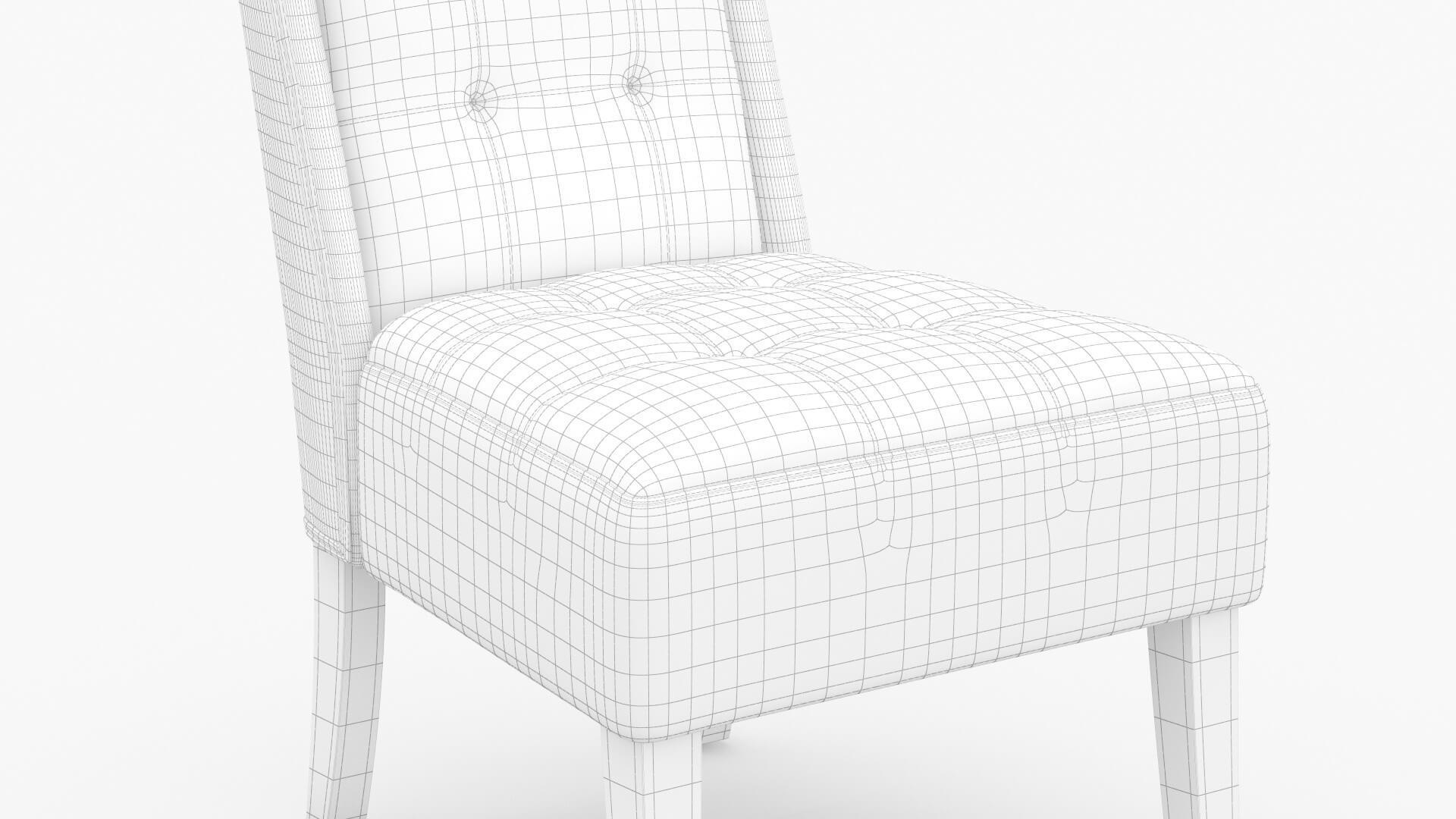 Tufted Accent Chair With Solid Wood Legs Chair 3D Model by 3dxin