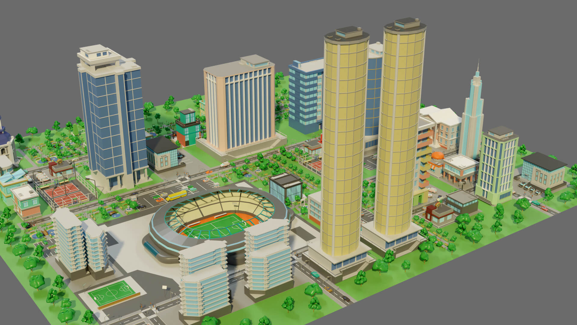 Cartoon City-1 3D Model by 7ka