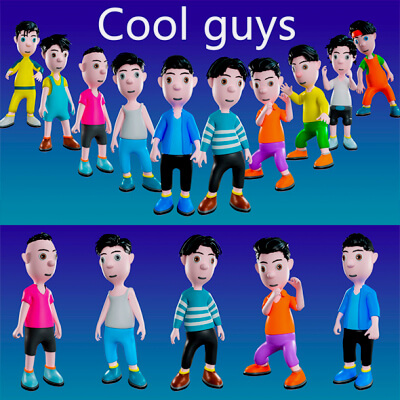 Cool Guys Low-Poly 3D Model by 7ka