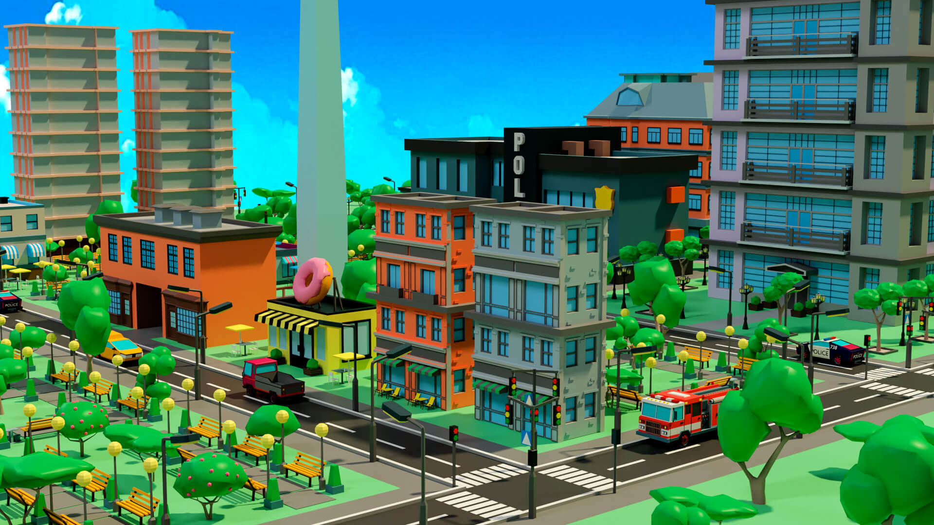 Low Poly City - 3D Model by 7ka