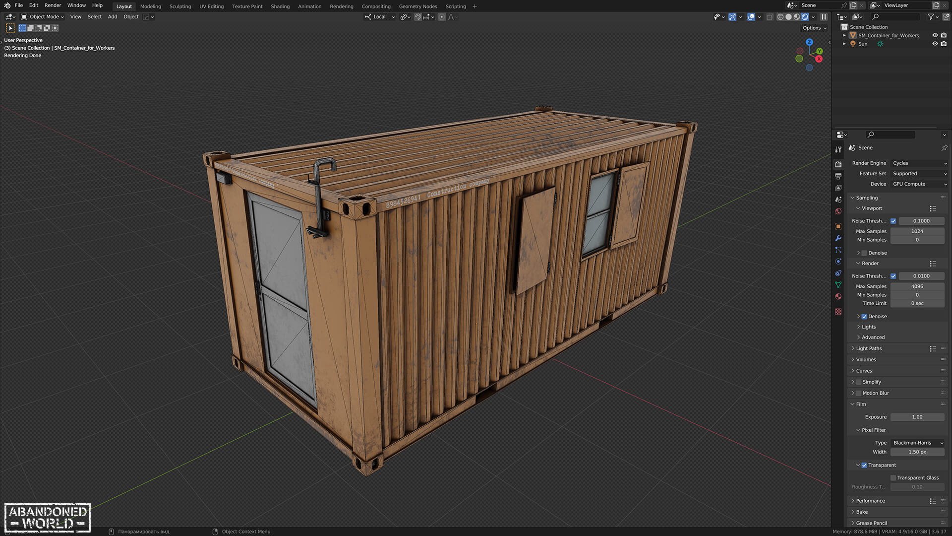 Container for Workers - 3D Model by Abandoned World