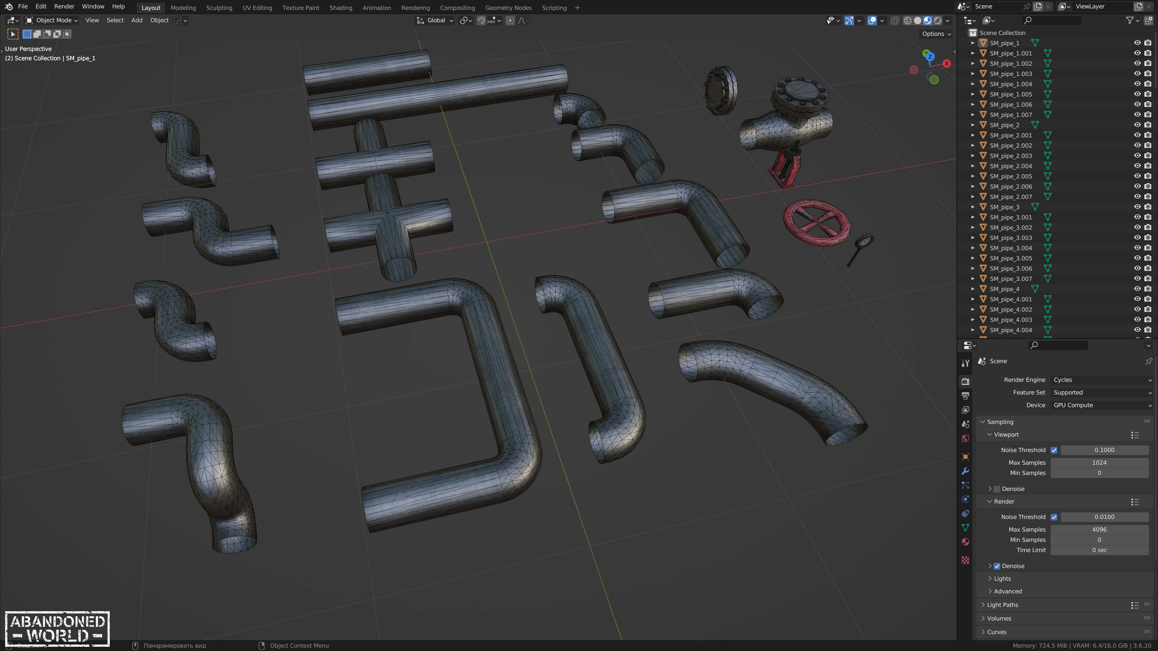 Modular Pipe Elements - 3D Model by Abandoned World