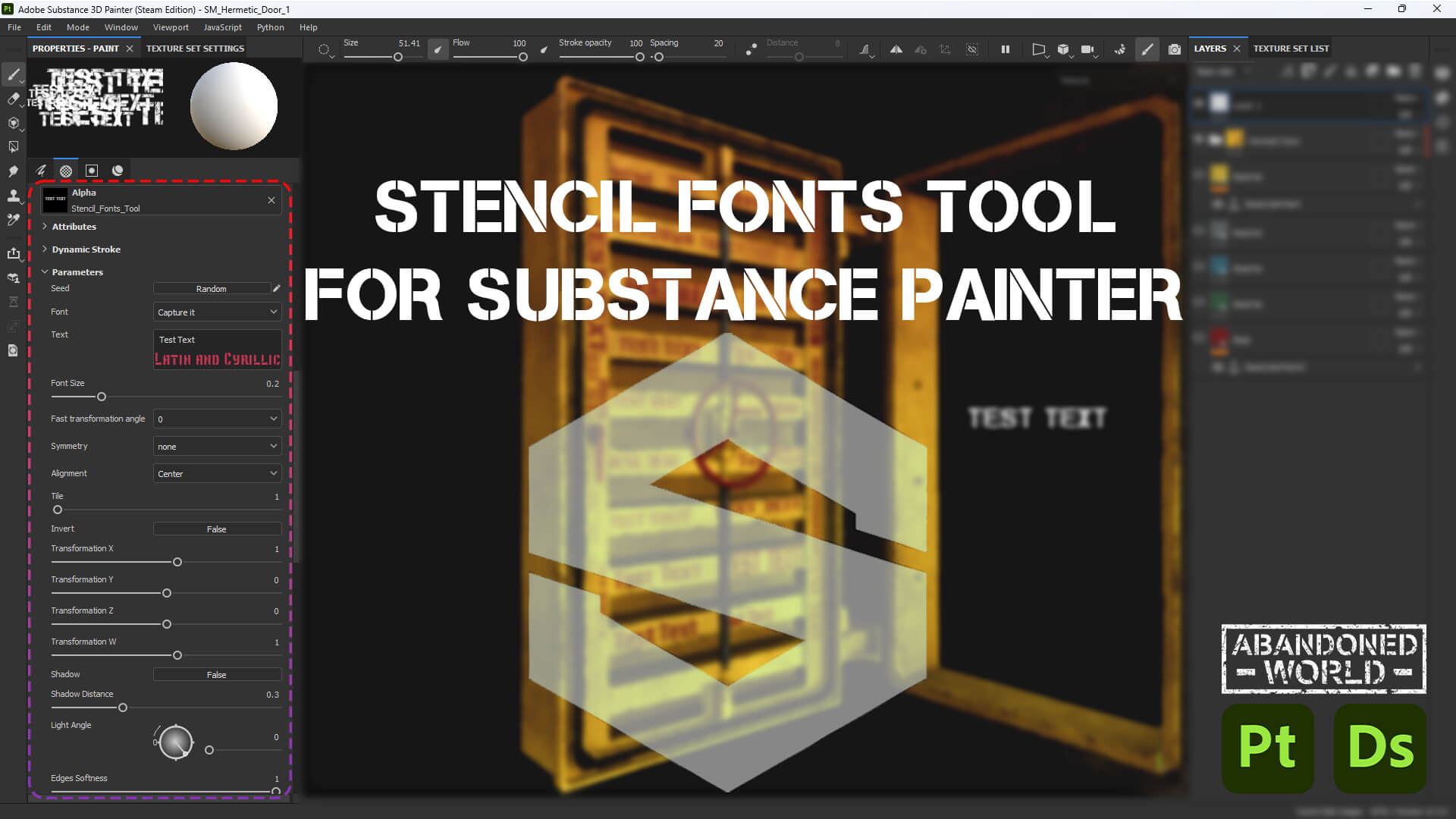 Stencil Fonts Tool for Substance Painter by Abandoned World