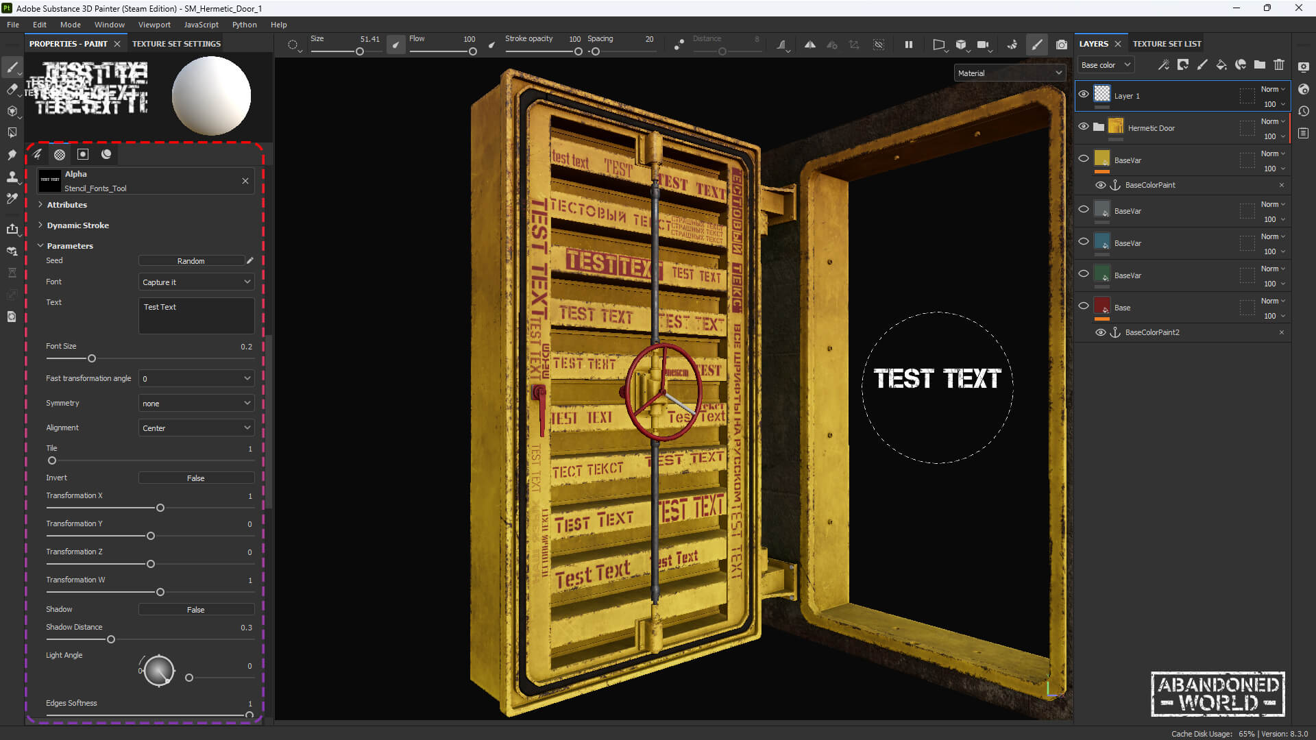 Stencil Fonts Tool for Substance Painter by Abandoned World