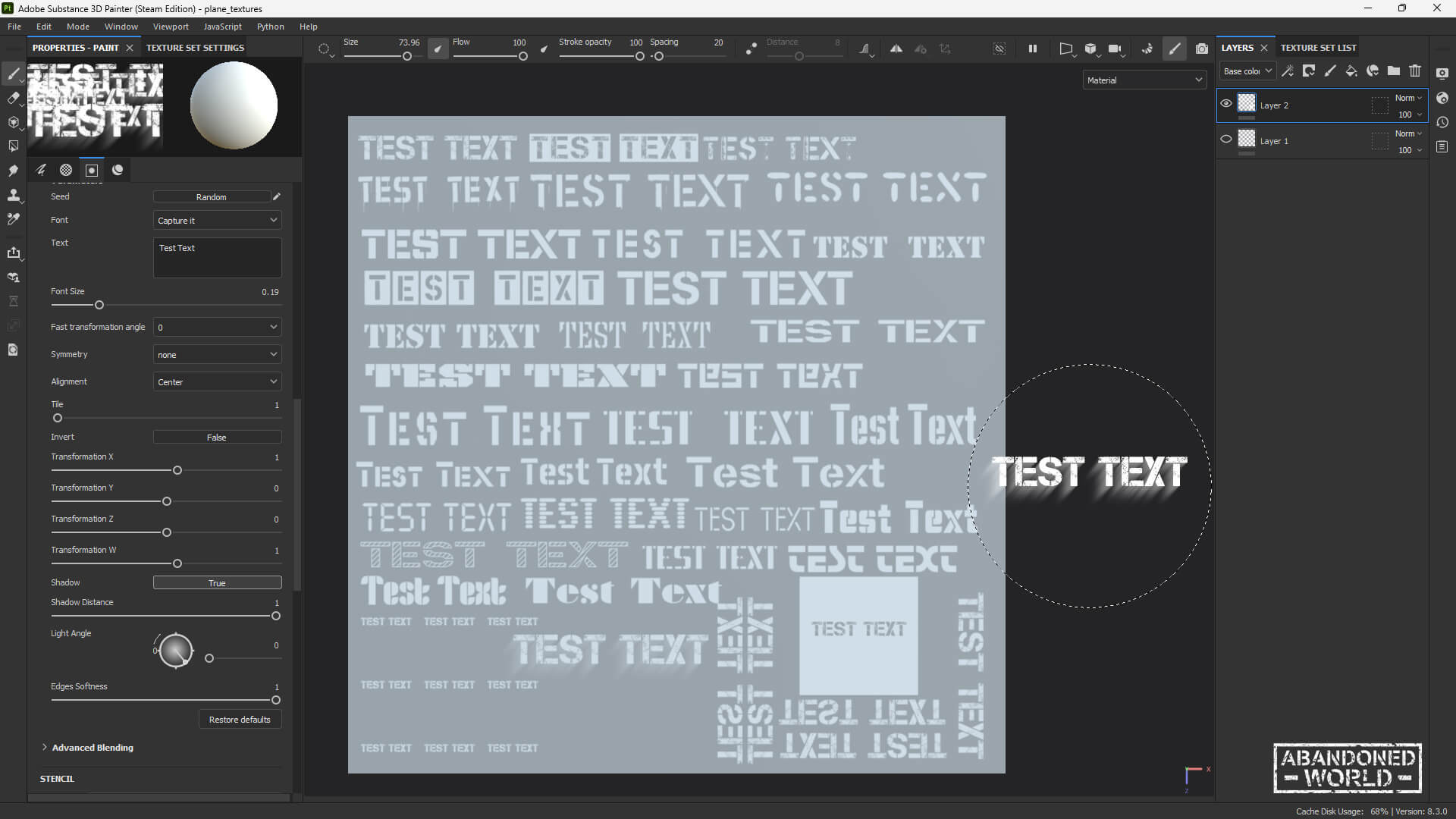 Stencil Fonts Tool for Substance Painter by Abandoned World