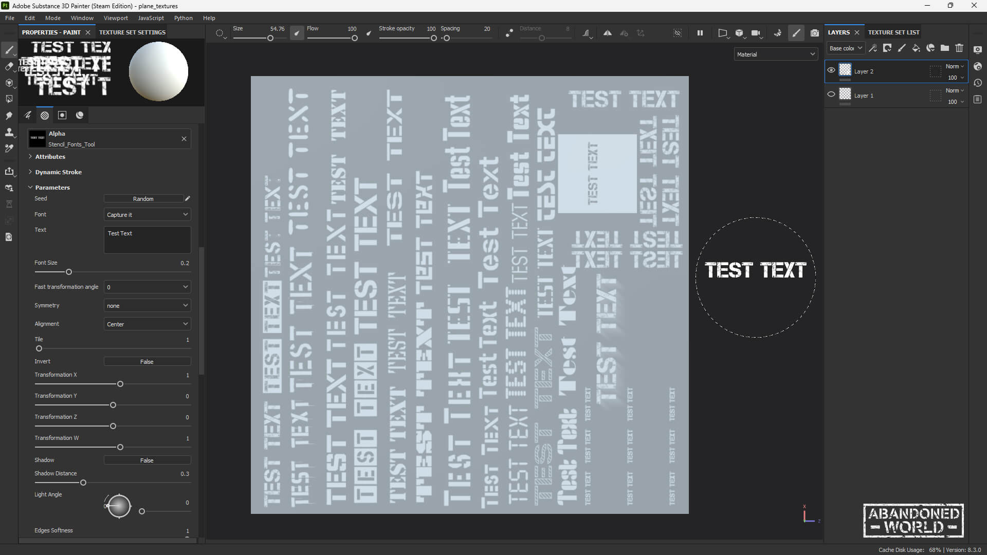 Stencil Fonts Tool for Substance Painter by Abandoned World