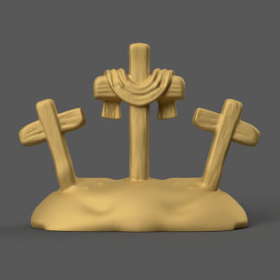 3D Three Crosses on Hill STL Easter Christian Decor 3D Print