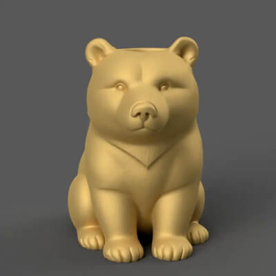 Adorable Bear Planter 3D Print Model Cute Desk Decor