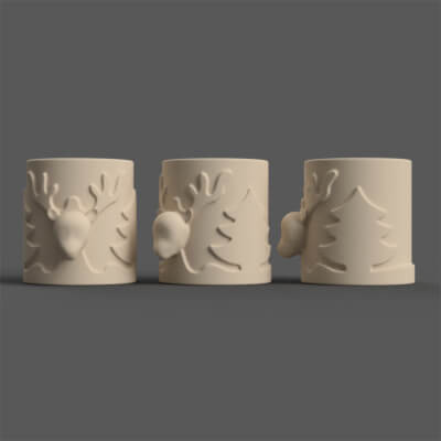 Candle Holder with Christmas Deer and a Christmas Tree 003 3