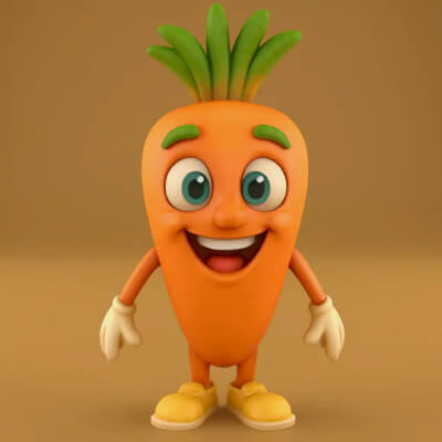 Cheerful Carrot 3D Print STL with 3 Interchangeable Bases