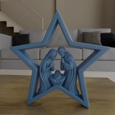 Christmas Nativity Star STL Wall or Desk and Table Decor