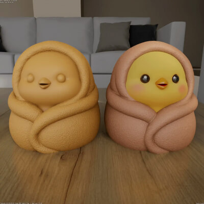 Cute Baby Chick Wrapped in Blanket 3D Print Model