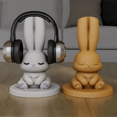Cute Bunny Headphone Stand 3D Print STL File