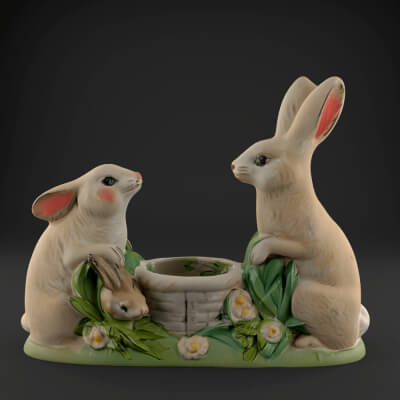 Cute Bunny Planter 3D STL File for Easter and Home Decor