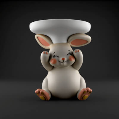 Cute Bunny Planter 3D STL Model for Candy Candle Holder 3D