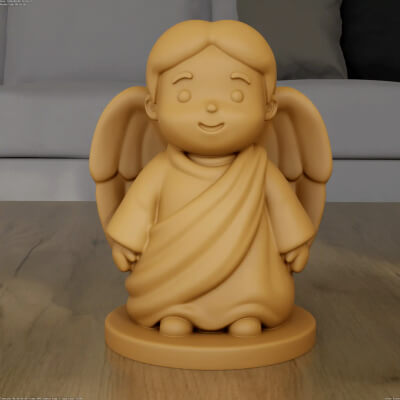Cute Chibi Angel Figurine STL 3D Model