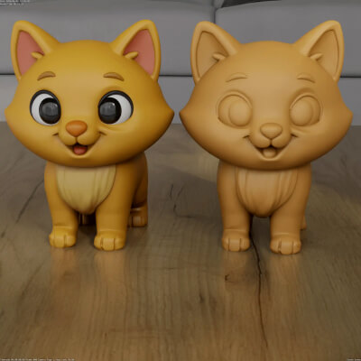 Cute Chibi Cat 3D Model STL File for 3D Printing by abanobblackbox