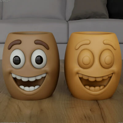 Cute Happy Face Planter Desk Organizer Candy Container STL