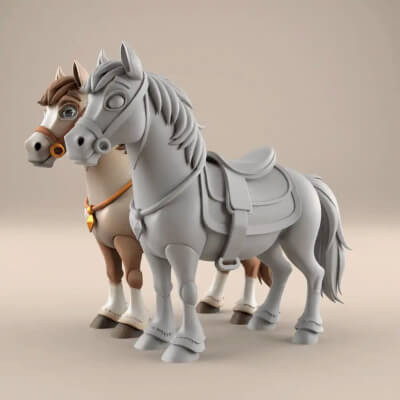 Cute Horse with Saddle 3D Print STL File