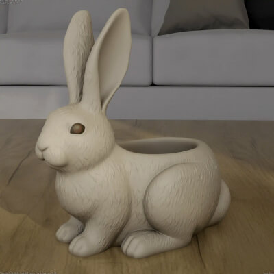 Cute Rabbit Planter Container 3D Print STL Model by abanobblackbox