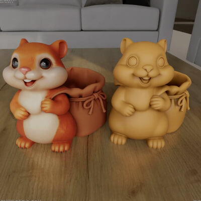 Cute Squirrel Planter STL 3D Printable Container