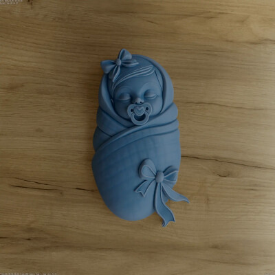 Cute Swaddled Baby STL 3D Model
