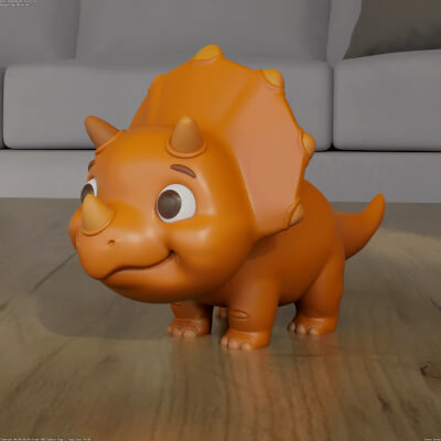 Cute Triceratops Dinosaur STL 3D Print Model
