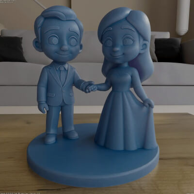 Cute Wedding Couple STL 3D Model