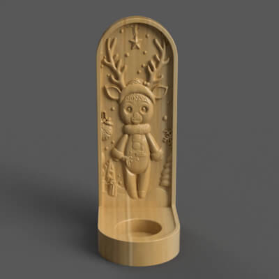 Deer Carved Candle Holder 3D Small Lamp for Elegant Decor 3D