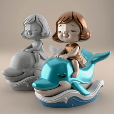 Dolphin Ride 3D Model for Kids Room Decor STL File