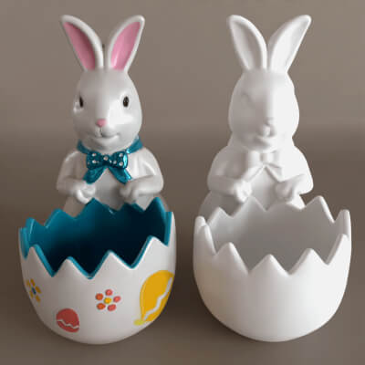 Easter Bunny Pot Urn Planter Candy Dish 3D Print Model