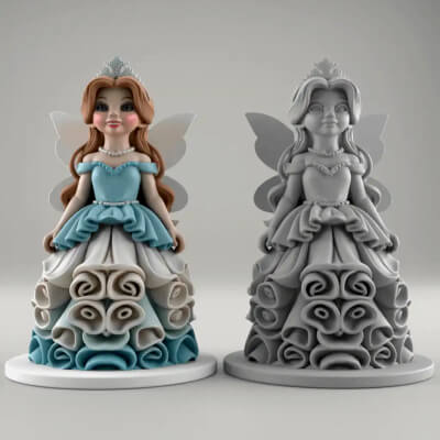 Elegant 3D Fairy Princess STL File Decor